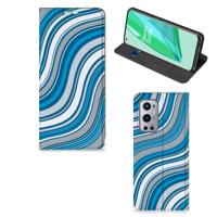 OnePlus 9 Pro | Hoesje met Magneet | Waves Blue OnePlus 9 Pro | Hoesje met Magneet | Waves Blue