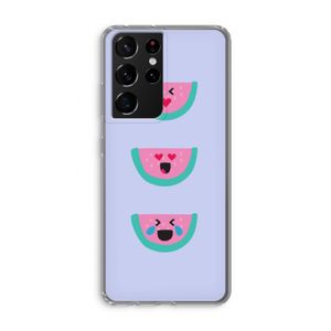 Smiley watermeloen: Samsung Galaxy S21 Ultra Transparant Hoesje