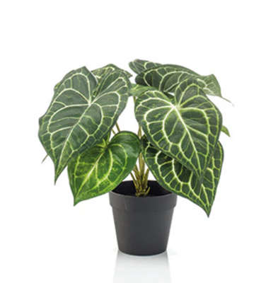 Anthurium bush in pot 23 cm kunstbloem zijde nepbloem - Emerald
