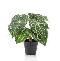 Anthurium bush in pot 23 cm kunstbloem zijde nepbloem - Emerald