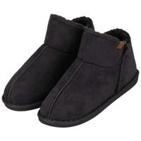 Apollo sloffen - dames - donkergrijs - voering wol - suede - pantoffels - met antislip