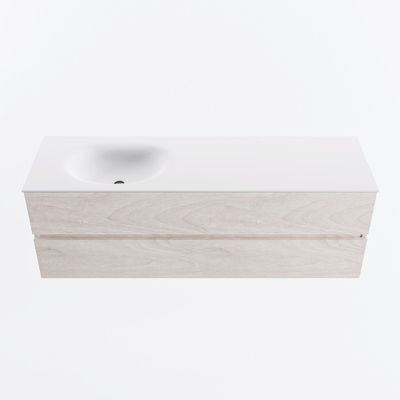 MONDIAZ VICA 150cm badmeubel onderkast Underlayment 2 lades. Wastafel MOON links 1 kraangat, kleur Talc.