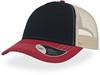 Atlantis AT527 Rapper Canvas Cap - Navy/Burgundy/Beige - One Size