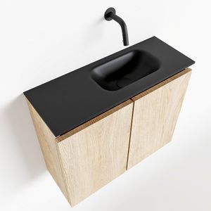 Toiletmeubel Mondiaz Ture | 60 cm | Meubelkleur Washed oak | Eden wastafel Urban Rechts | Zonder kraangat