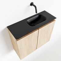 Toiletmeubel Mondiaz Ture | 60 cm | Meubelkleur Washed oak | Eden wastafel Urban Rechts | Zonder kraangat
