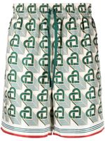 Casablanca short Heart Monogram en soie - Vert - thumbnail