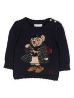 POLO RALPH LAUREN KIDS pull en maille intarsia à logo Polo Bear - Bleu - thumbnail