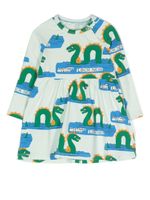 Mini Rodini robe mi-longue à imprimé graphique Loch Ness - Vert