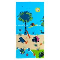 Strand/badlaken voor kinderen -A‚A nijlpaardA‚A print - 70 x 140 cm - microvezel - Strandlakens - thumbnail