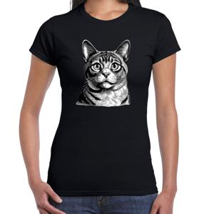 Cadeau/verkleed T-shirt dames - zwart - Munchkin kat/poes - kattenliefhebber
