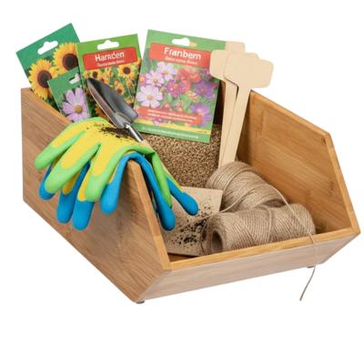 Stapelbare opbergmand - 18 x 31 x 12 cm - bamboe hout - lichtbruin - open organizer Stapelbare opbergmand - 18 x 31 x 12 cm - bamboe hout - lichtbruin - open organizer