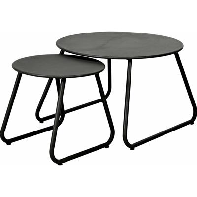 H&S Collection Bijzettafels - rond - set van 2x - zwart - metaal - binnen en buiten - 60 x 41,5 cm e