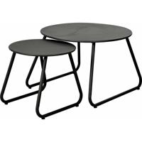 H&S Collection Bijzettafels - rond - set van 2x - zwart - metaal - binnen en buiten - 60 x 41,5 cm e H&S Collection Bijzettafels - rond - set van 2x - zwart - metaal - binnen en buiten - 60 x 41,5 cm e