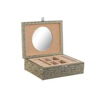 Doos-Juwelenkistje Home ESPRIT Wit Champagne Hout Aluminium 22,5 x 17,5 x 7,6 cm