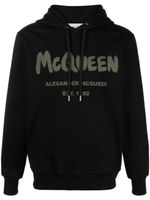 Alexander McQueen Graffiti logo-print cotton hoodie - Noir