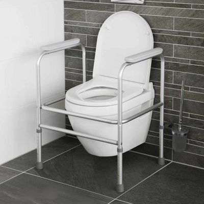 Toiletframe | Atlantis | Toiletsteun | Sta-op hulp verstelbaar | WC steun | Met armleuningen | Aluminium | PR50305