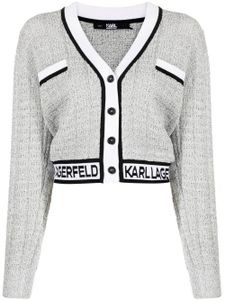 Karl Lagerfeld cardigan en tweed à coupe crop - Blanc