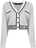 Karl Lagerfeld cardigan en tweed à coupe crop - Blanc - thumbnail