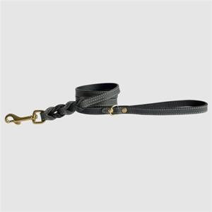 SAZZZ HONDENRIEM PASSION BRAIDED CLASSIC LEER ZWART 135X1,5 CM