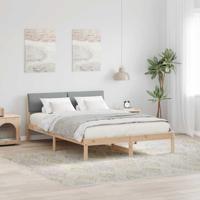 Bedframe Bruin en lichtgrijs 135 x 190 cm Massief grenenhout