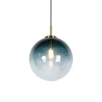 QAZQA Art Deco hanglamp messing met oceaanblauw glas 33 cm - Pallon - thumbnail