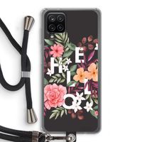 Hello in flowers: Samsung Galaxy A12 Transparant Hoesje met koord