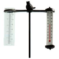Tuinsteker met Thermometer en Regenmeter 22x4.5x78 cm Zwart/Metaal