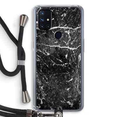 Zwart marmer: OnePlus Nord N10 5G Transparant Hoesje met koord