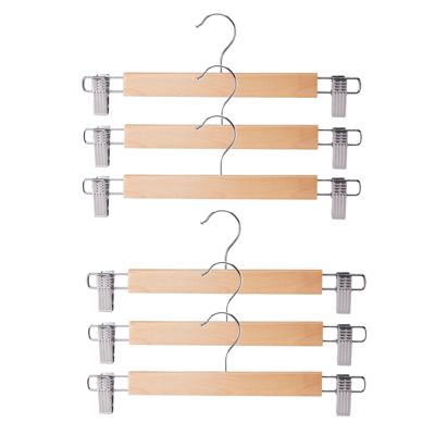 Broeken/rokken kledinghangers - set 6x stuks - hout - 33 cm - naturel
