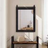 Rechthoekige Spiegel met Houten Frame Rustieke Wandspiegel Onbreekbare Hangspiegel Zwart