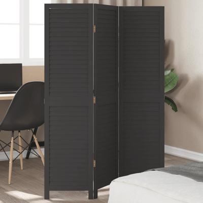 Kamerscherm met 3 panelen massief paulowniahout zwart