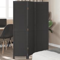 Kamerscherm met 3 panelen massief paulowniahout zwart