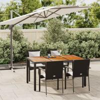 5-delige Tuinset met kussens poly rattan zwart