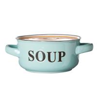Soepkommen Classic - pastel blauw - 1x stuks - 14 x 7 cm - keramiek - soepkommetjes - 470 ml