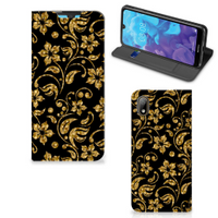 Huawei Y5 (2019) Smart Cover Gouden Bloemen - thumbnail