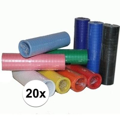 Papieren Serpentines voordeel pakket - 20x stuks - in diverse kleuren - werpen - 400 cm per rol