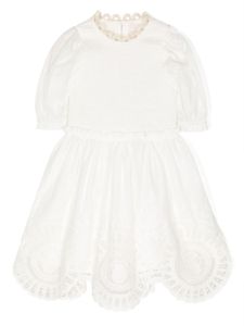 ZIMMERMANN Kids robe mi-longue à broderies - Blanc