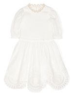 ZIMMERMANN Kids robe mi-longue à broderies - Blanc