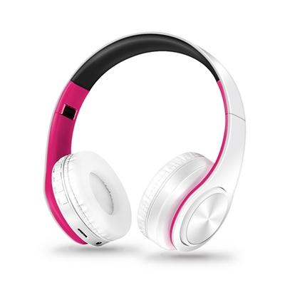 Koptelefoon Bluetooth headset oortelefoon draadloze koptelefoon stereo opvouwbare sport oortelefoon microfoon headset handsfree MP3-speler (White Rose