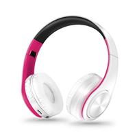 Koptelefoon Bluetooth headset oortelefoon draadloze koptelefoon stereo opvouwbare sport oortelefoon microfoon headset handsfree MP3-speler (White Rose