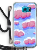 Roze wolken met vogels: Samsung Galaxy S6 Transparant Hoesje met koord