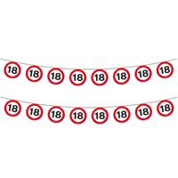 2x Vlaggenlijn versiering 18 jaar verkeersborden 10 meter