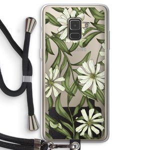Wit bloemenpatroon: Samsung Galaxy A8 (2018) Transparant Hoesje met koord