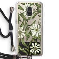Wit bloemenpatroon: Samsung Galaxy A8 (2018) Transparant Hoesje met koord