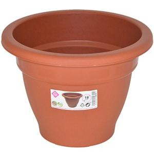 Plantenpot/bloempot - D18 cm - terra cotta kleur - rond - kunststof