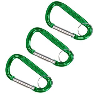 Karabijnhaak sleutelhanger - 3x - metaal - groen - 8 cm - Karabijnhaken