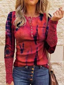 Casual Tie Dye Crew Neck Long Sleeve & Top