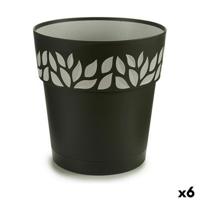 Zelfwaterende bloempot Stefanplast Cloe Antraciet Plastic 25 x 25 x 25 cm (6 Stuks)