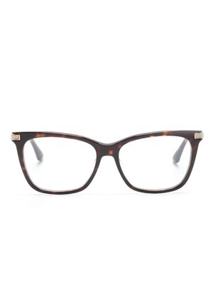 Jimmy Choo Eyewear lunettes de vue à monture papillon ornée de paillettes - Marron