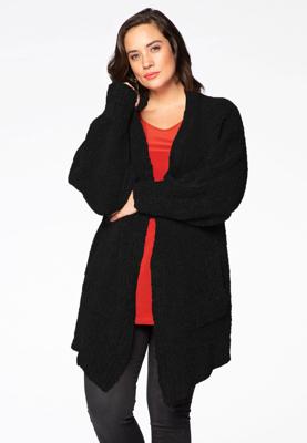 Yoek Cardigan teddy | Zwart | Maat 54/56